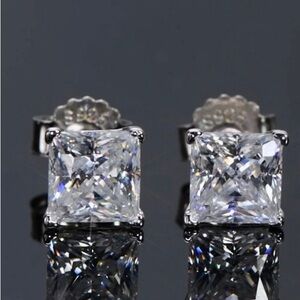 Certified 1 Carat Princess Cut 14k Diamond Studs ~ Moissanite Stud Earrings